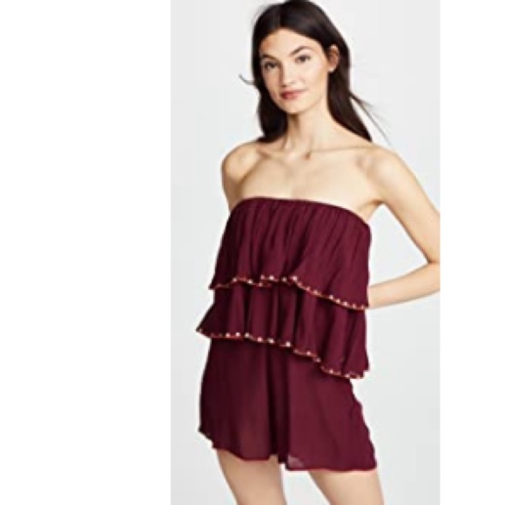 Strapless Flowy Burgundy Romper